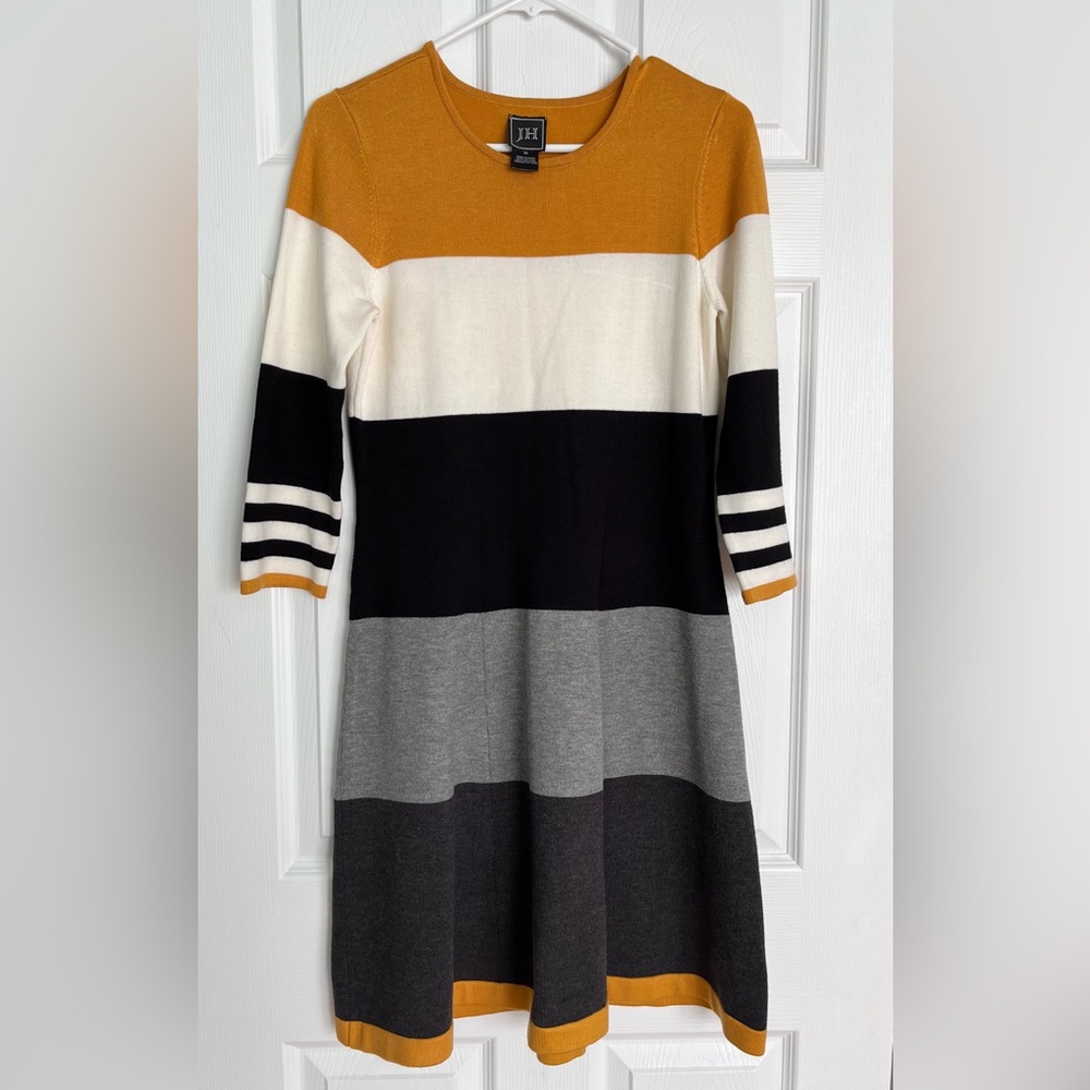 JH Jessica Howard, Women’s sweater dress, black, gold, grey size M